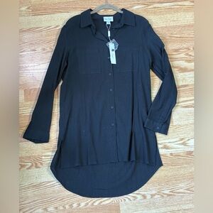 Charlie Paige Midnight Black Button Up Shirt Dress